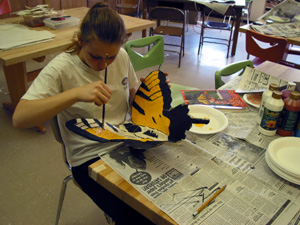 Student making a buttefly