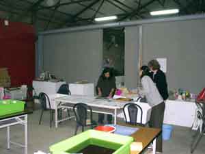 Meg, Wendy, and Jane making paper