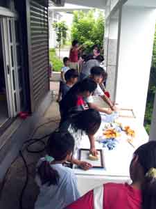 students making paper