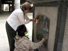 putting paper on temple symbol