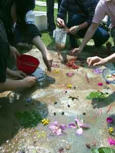 pouring paper and putting objects onto it