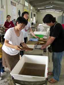 students making paper