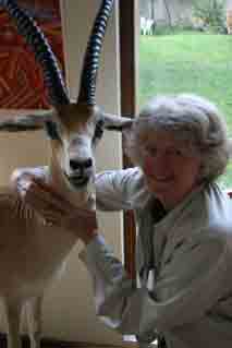 Jane hugging animal