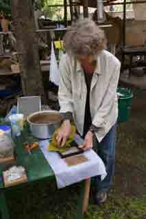 Jane making samples