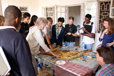 Jane showing site map to the students