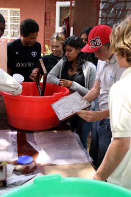 students making paper