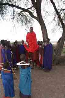 Maasi men dancing the hunting song