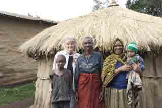 Jane with Masai villagers