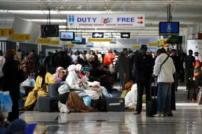people waiting in the Addis Ababa Airport