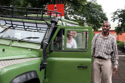 John, our safari guide and Jane ready to go