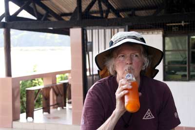 Jane having a big Fanta Orange