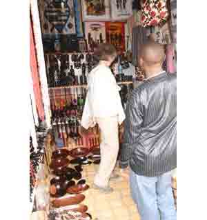 Jane shopping at the Masai market